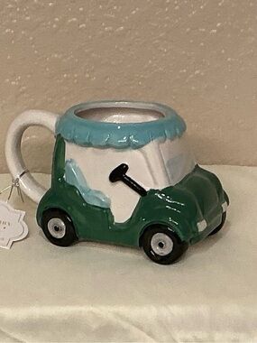 Green Ceramic Golf Cart Shaped Ceramic Mug
